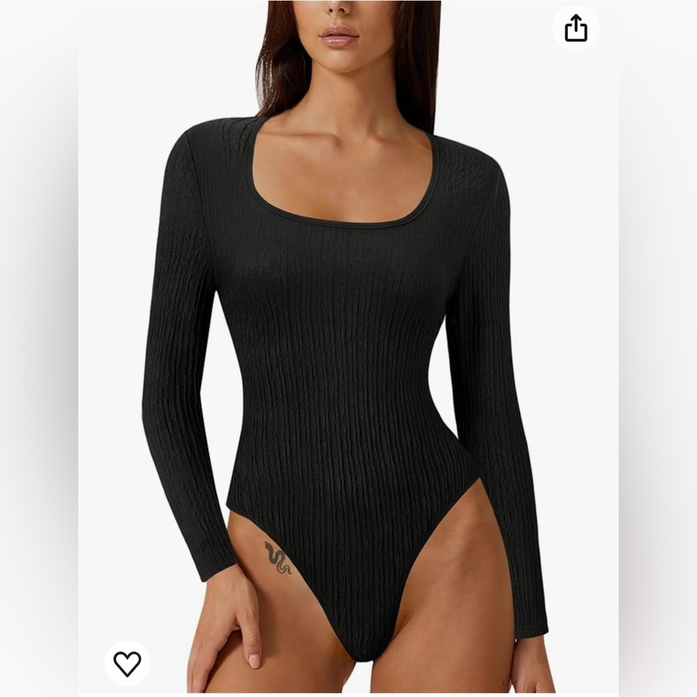 Alireverie (found on Amazon) textured long sleeved black bodysuit